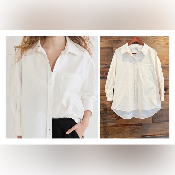 Anine Bing Tops - Anine Bing Oversized Mika Crisp Cotton Poplin White Shirt NWT